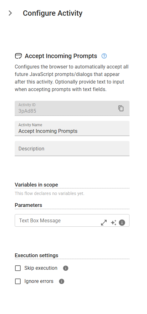 The AcceptPrompt activity in the designer