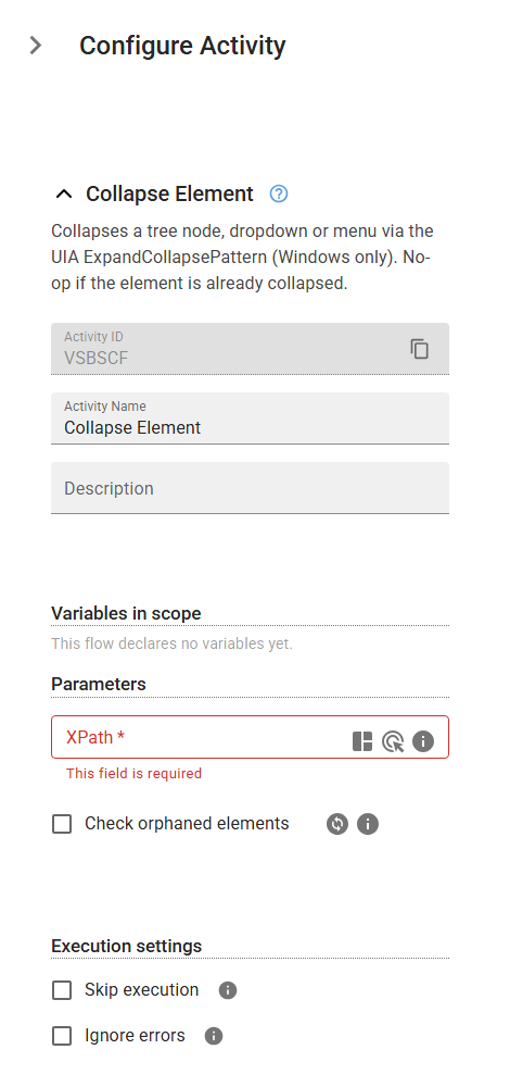 The CollapseElement activity in the designer
