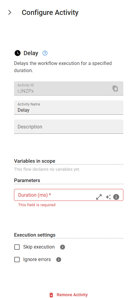 The Delay activity in the designer