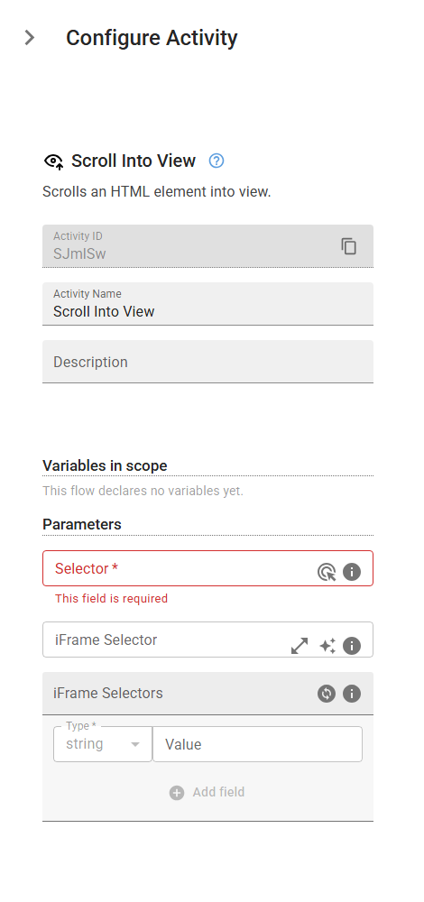 The DesktopScrollIntoView activity in the designer