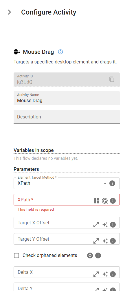 The Drag activity in the designer