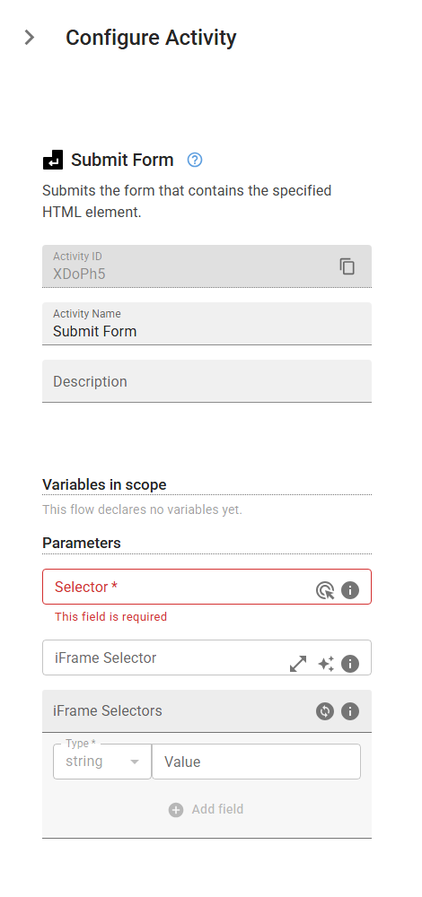 The FormSubmit activity in the designer