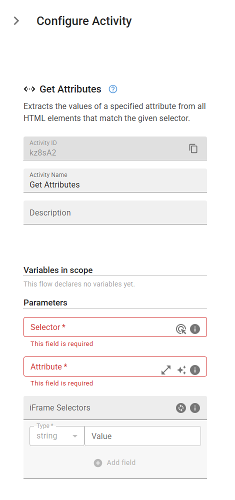 The GetHtmlDataFromAttribute activity in the designer