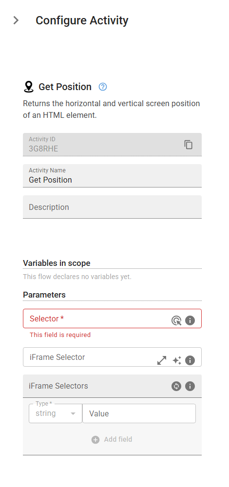 The GetHtmlElementPosition activity in the designer