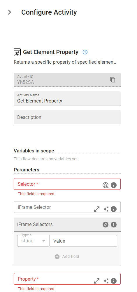 The GetHtmlElementProperty activity in the designer
