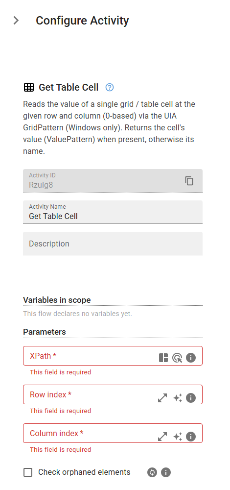 The GetTableCell activity in the designer