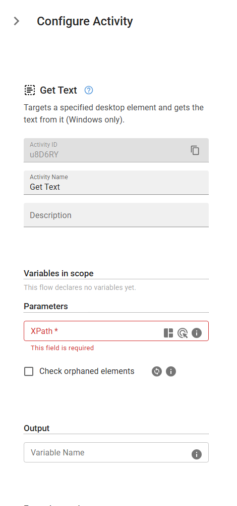 The GetText activity in the designer