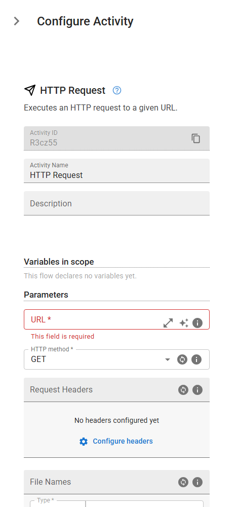 The HttpRequest activity in the designer