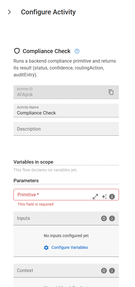 The InvokePrimitive activity in the designer
