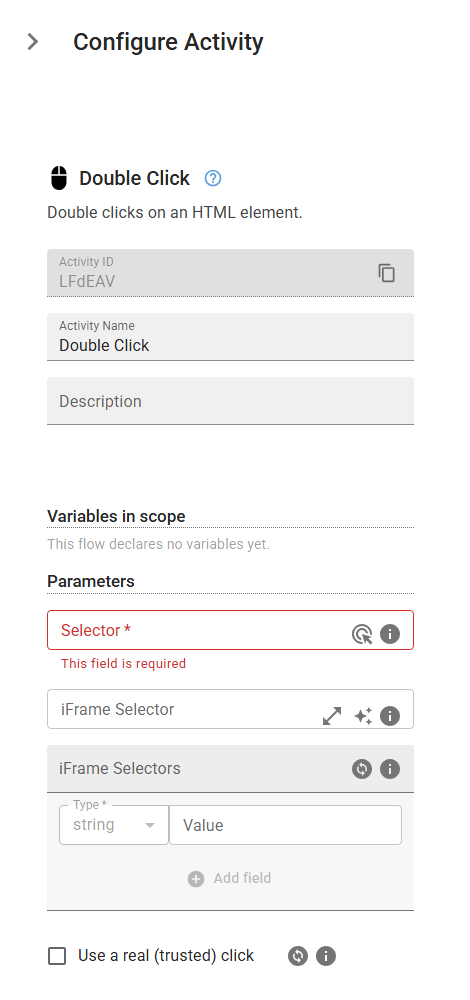 The LeftDoubleClick activity in the designer