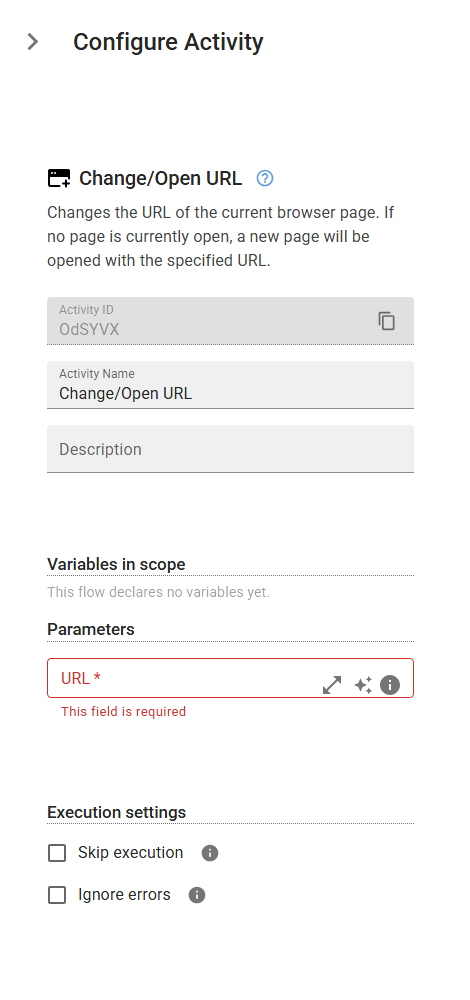The NewChangeUrlBrowserTab activity in the designer