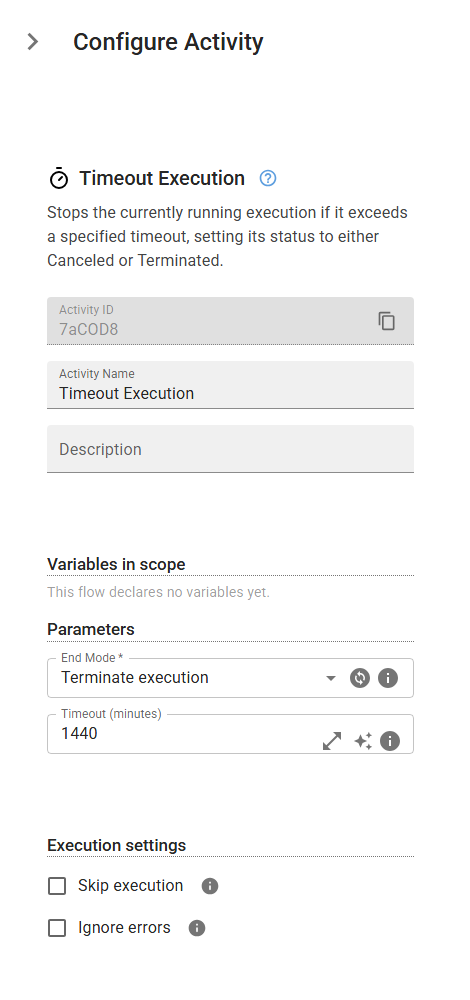 The TimeoutExecution activity in the designer
