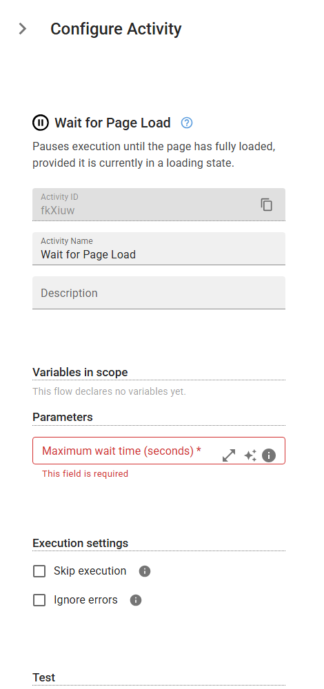 The WaitForPageToLoad activity in the designer