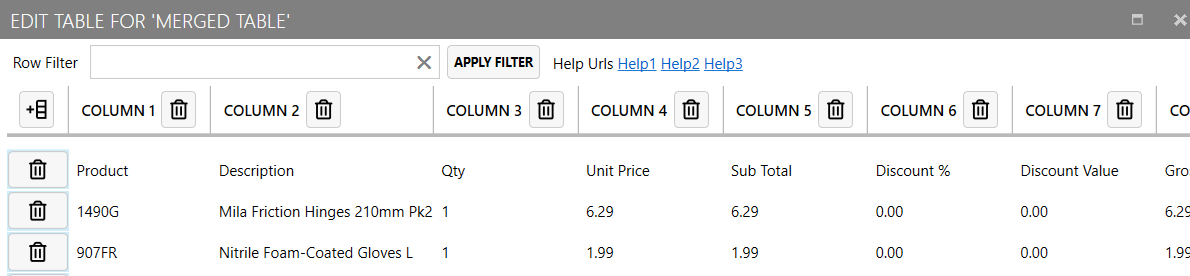 Table Lines designer