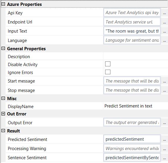 Sentiment analysis properties