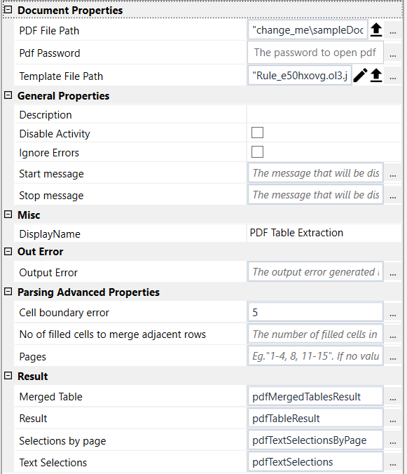 Pdf table extraction properties