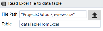 Excel to Datatable designer