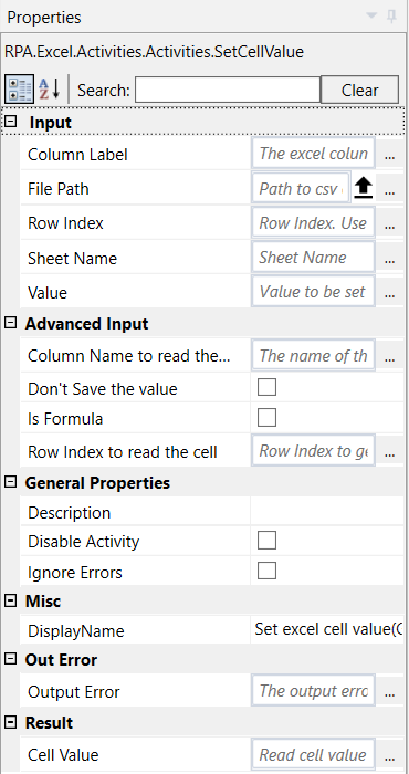 Excel to Datatable properties