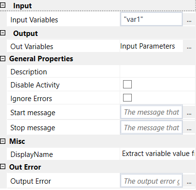 Import Variables properties