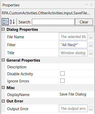 Import Variables properties