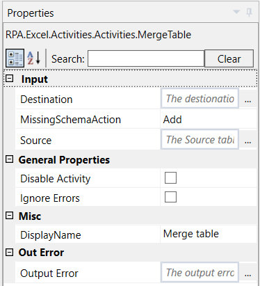 Add Row properties