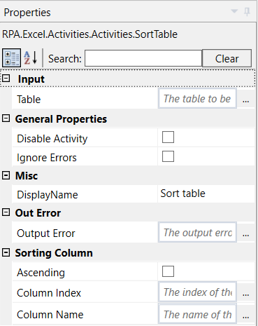 Add Row properties