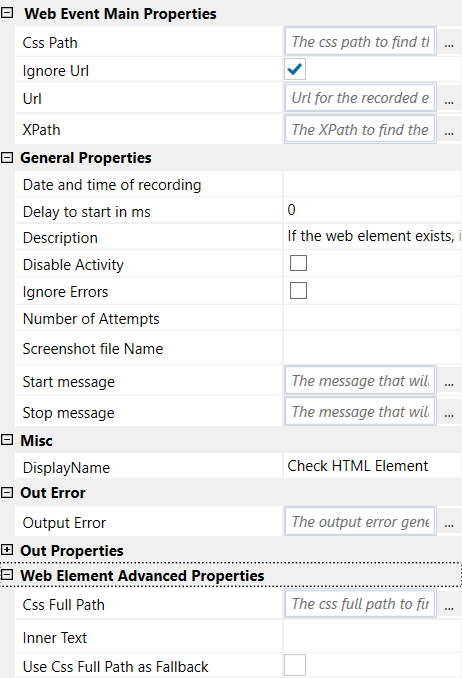 Check Html Element properties