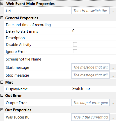 Switch Tab properties
