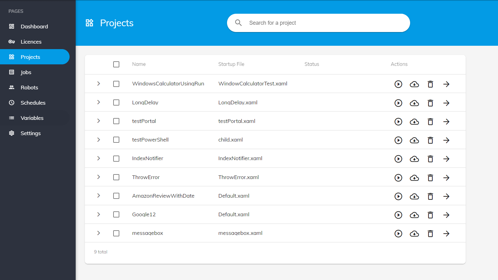 Rinkt portal dashboard