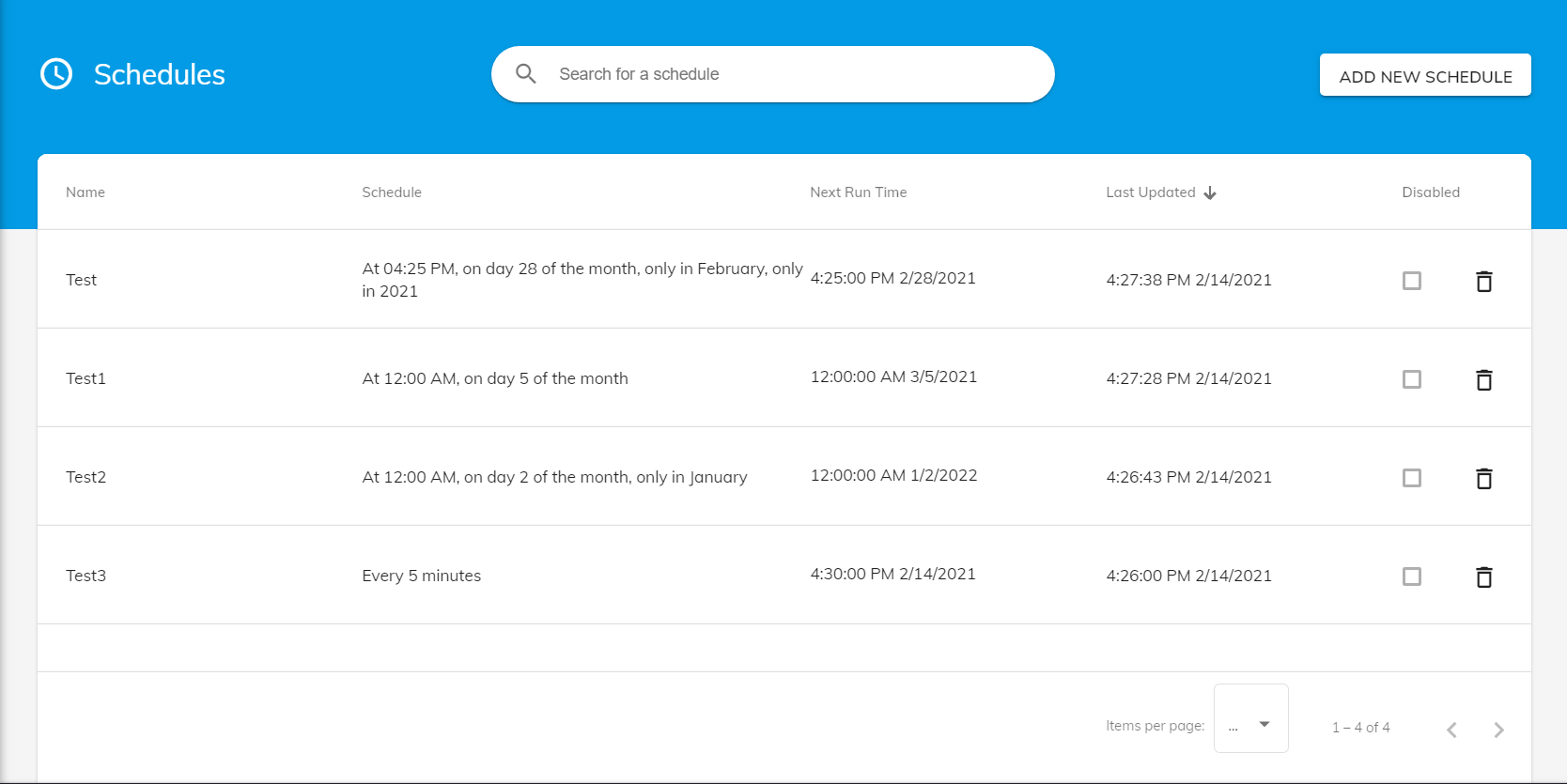 Rinkt portal dashboard