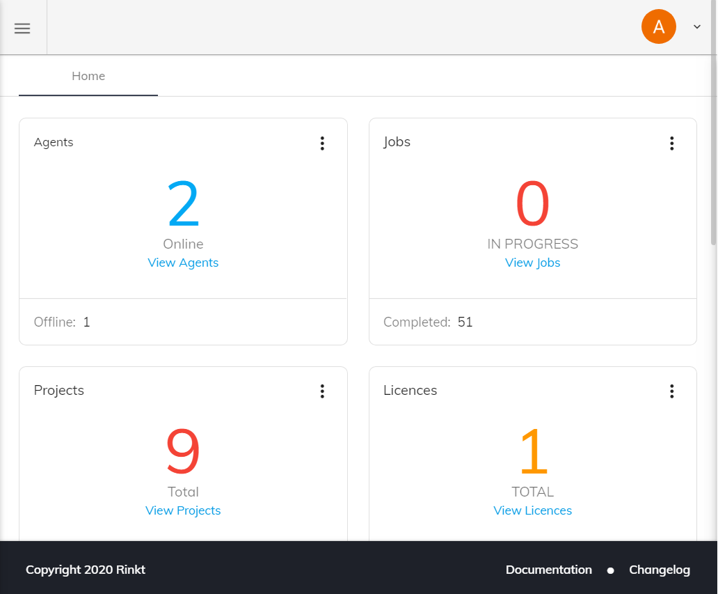 Rinkt portal dashboard